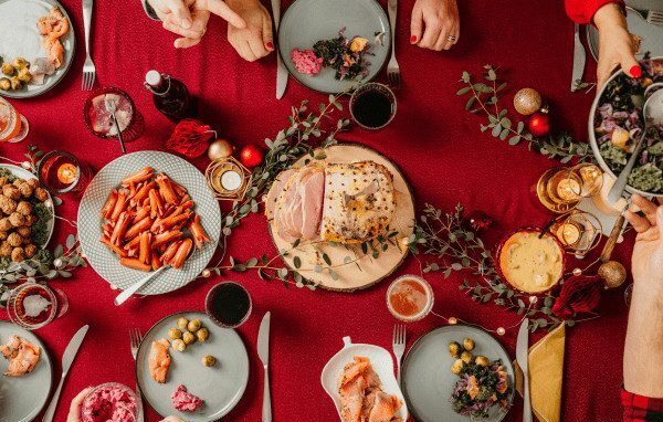 The image of the food in the table