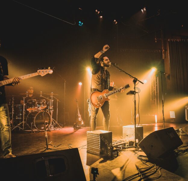 The image of the band on the stage